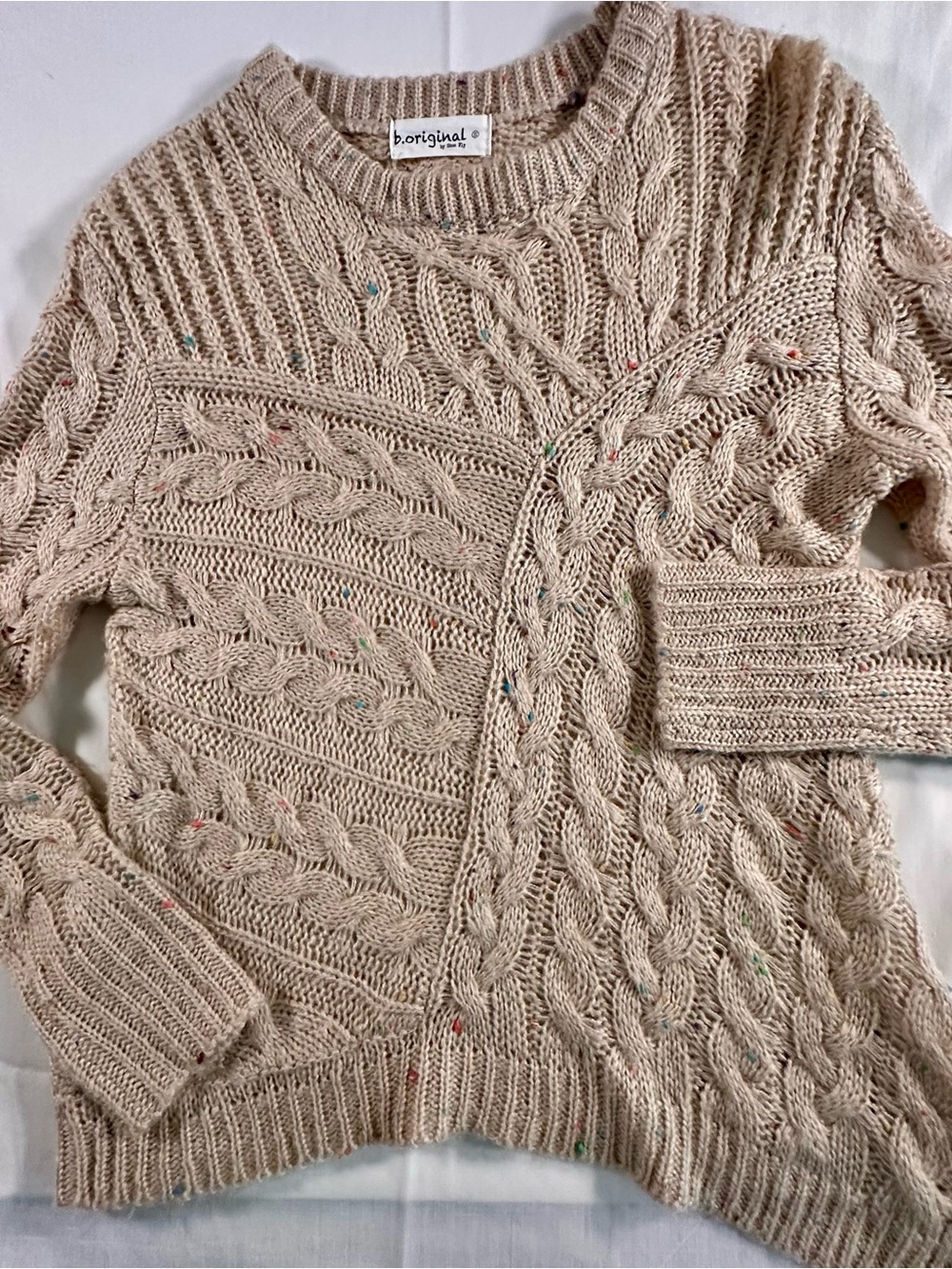 Cable Knit Crewneck Sweater S country cottage coastal grandma cozy Y2K